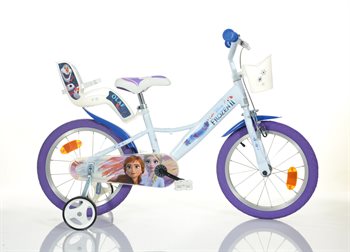 16" Licens Frozen 2 cykel med cykelkurv og cykelstol